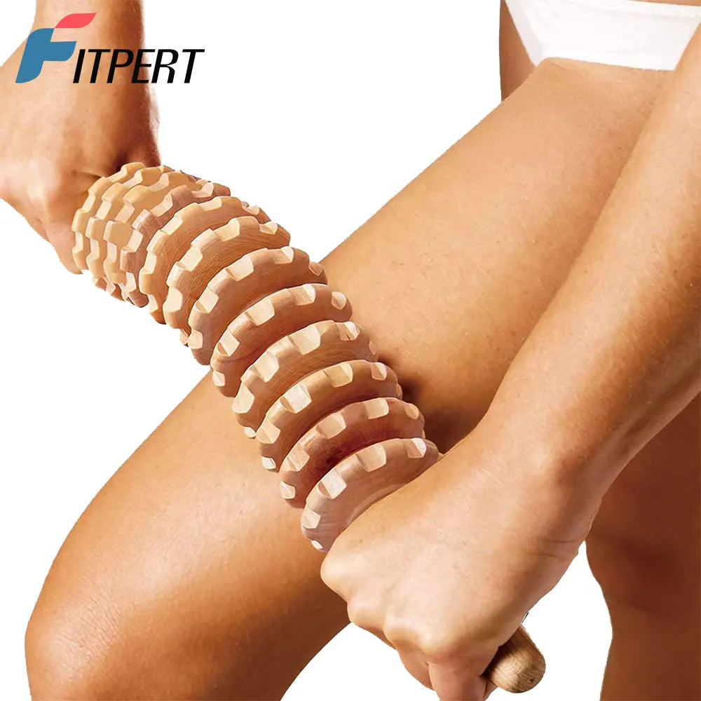 Curved Wooden Massage Roller – Anti-Cellulite Body Shaping & Lymphatic Drainage Tool