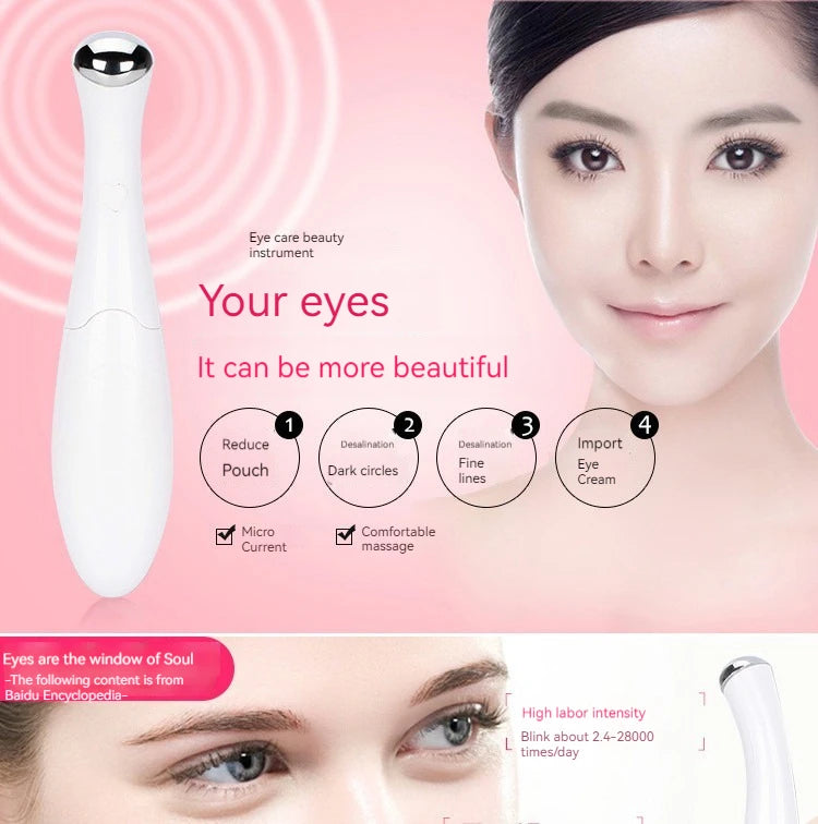 Electric Eye Massager for Fine Lines & Puffiness – Home Beauty Instrument for Eye Care, Anti-Aging, Skin Firming
