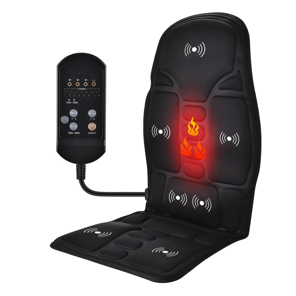 Electric Full-Body Back Massager Chair Cushion – Infrared Heat & Vibration for Car, Home & Office Use