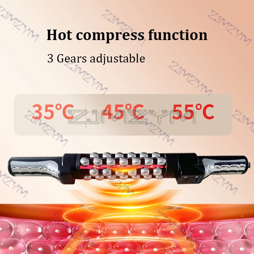 Red Light Heated Massage Roller | 360° Rotating Inner Ball Massager for Cellulite & Muscle Relief