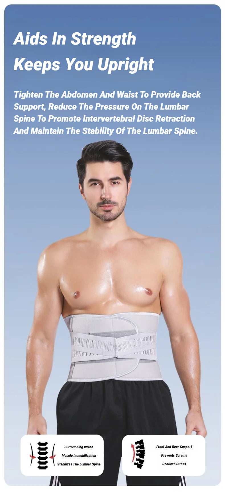 Adjustable Back Support Belt – Lumbar Brace for Lower Back Pain Relief, Spine Support, Fitness Waist Trainer for Men & Women