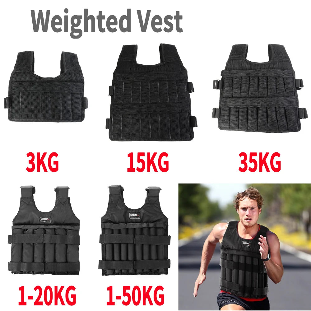 Adjustable Weight Training Vest (3kg–35kg) – Empty Fitness Jacket for Running, Workout & Strength Training