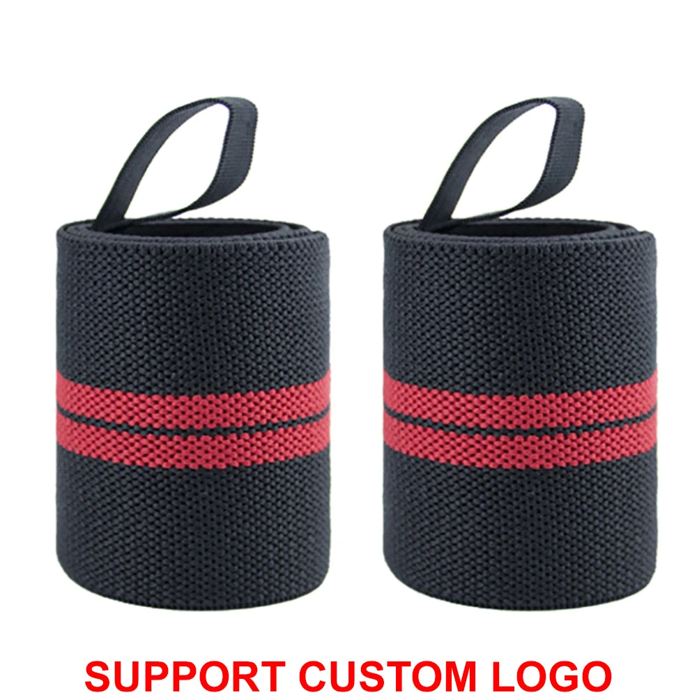 Wrist Support Wraps – 1 Pair Extra Strength Weight Lifting Brace Straps for Gym & Fitness Training with Custom Logo Option