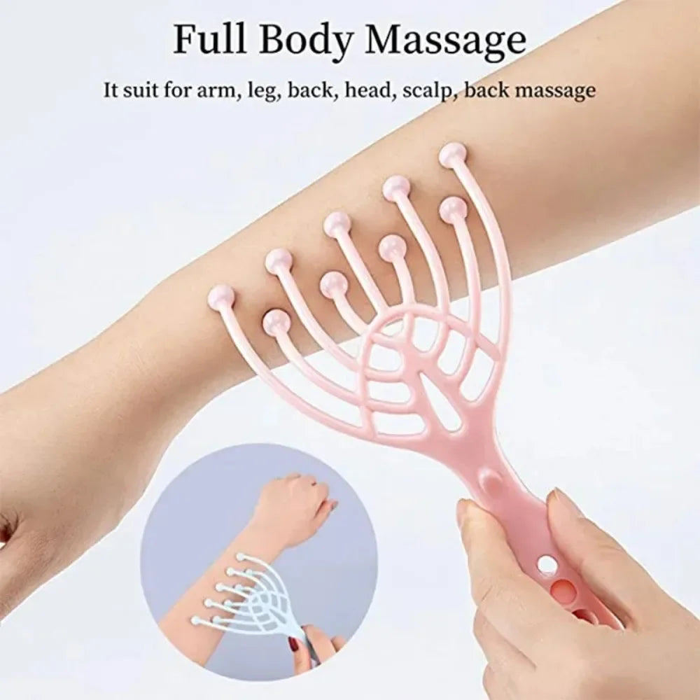 Steel Ball Head Scalp Massager – Handheld 9-Claw Roller Comb for Stress Relief, Relaxation & Hair Care
