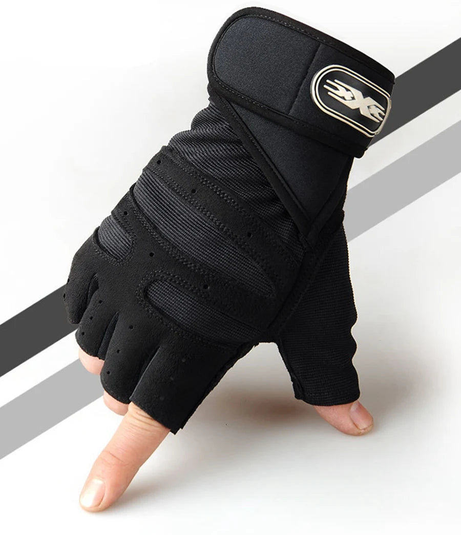 Half Finger Workout Gloves for Men & Women with Wrist Wrap – Gym, Weightlifting, Cycling, Training & Motorcycle Sports