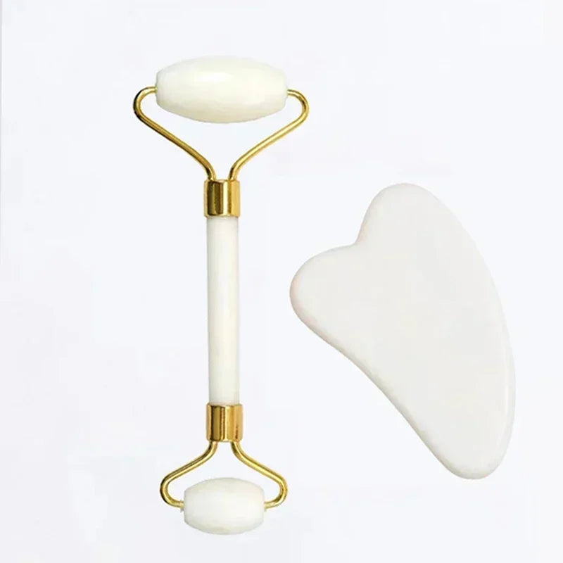 Natural Jade Roller & Gua Sha Set – Face, Neck & Eye Massager Tool for Spa, Lifting & Skin Care Therapy