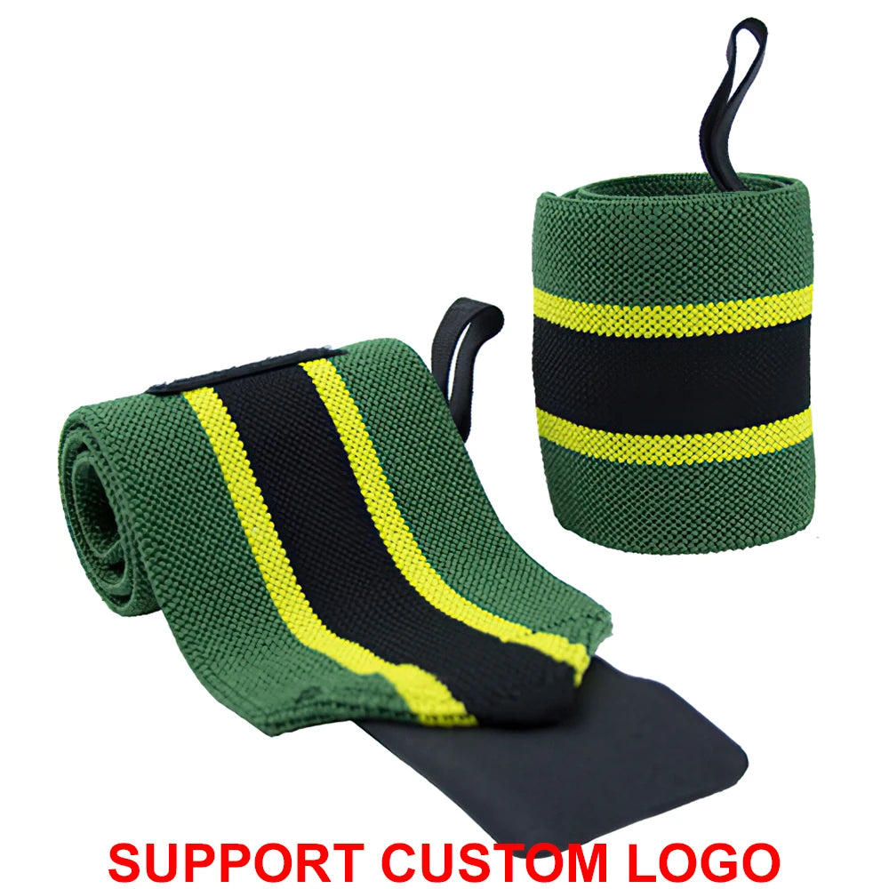 Wrist Support Wraps – 1 Pair Extra Strength Weight Lifting Brace Straps for Gym & Fitness Training with Custom Logo Option