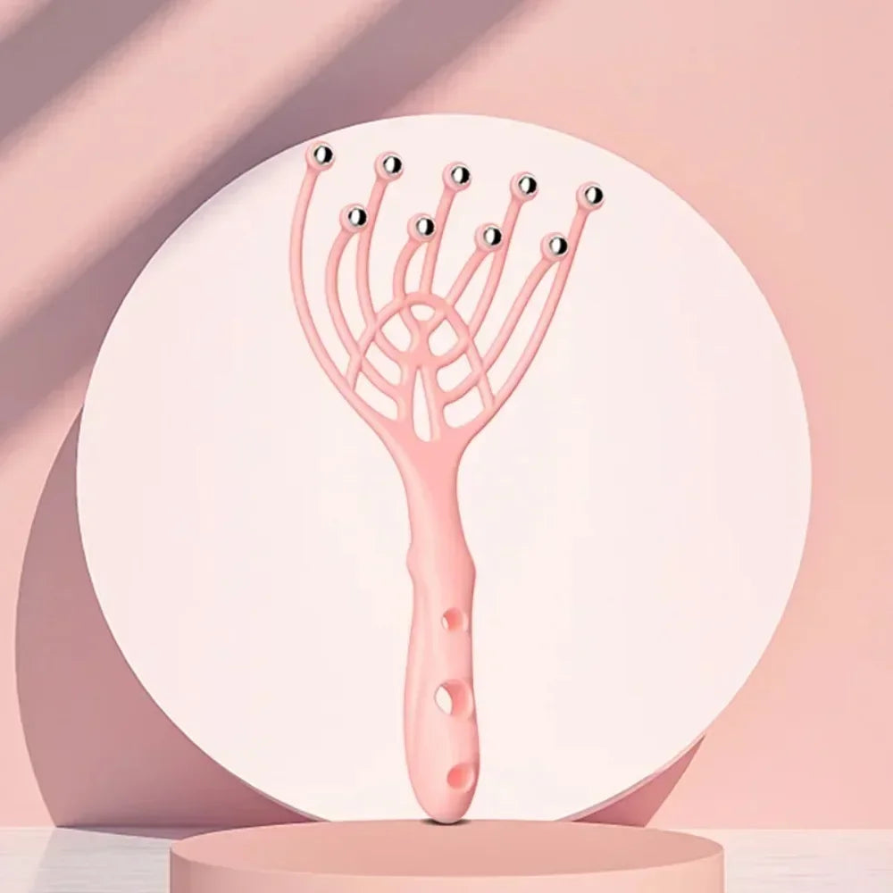 Steel Ball Head Scalp Massager – Handheld 9-Claw Roller Comb for Stress Relief, Relaxation & Hair Care