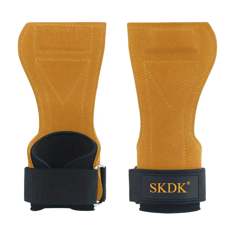 2Pcs Cowhide Leather Gym Grips – Anti-Skid Weightlifting Pads for Deadlifts, Palm Protection & Power Training