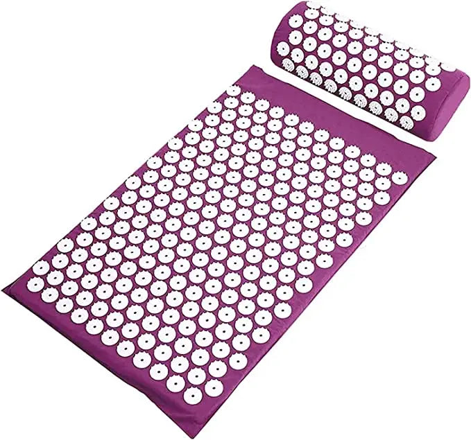 Yoga Massage Pad with Large Acupressure Points – Purple Pillow for Back, Neck & Foot Relief at Home
