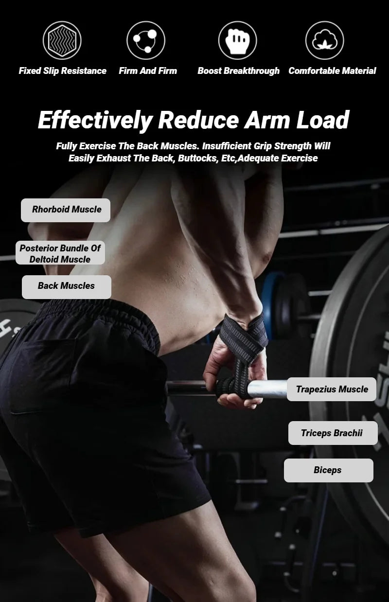 2Pcs Booster Grip Belts – Non-Slip Silicone Deadlift & Pull-Up Straps for Gym, Dumbbell, and Workout Support