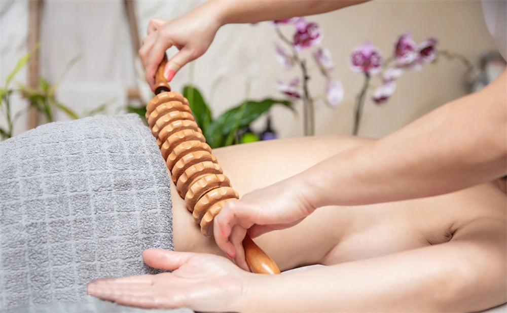 Curved Wooden Massage Roller – Anti-Cellulite Body Shaping & Lymphatic Drainage Tool