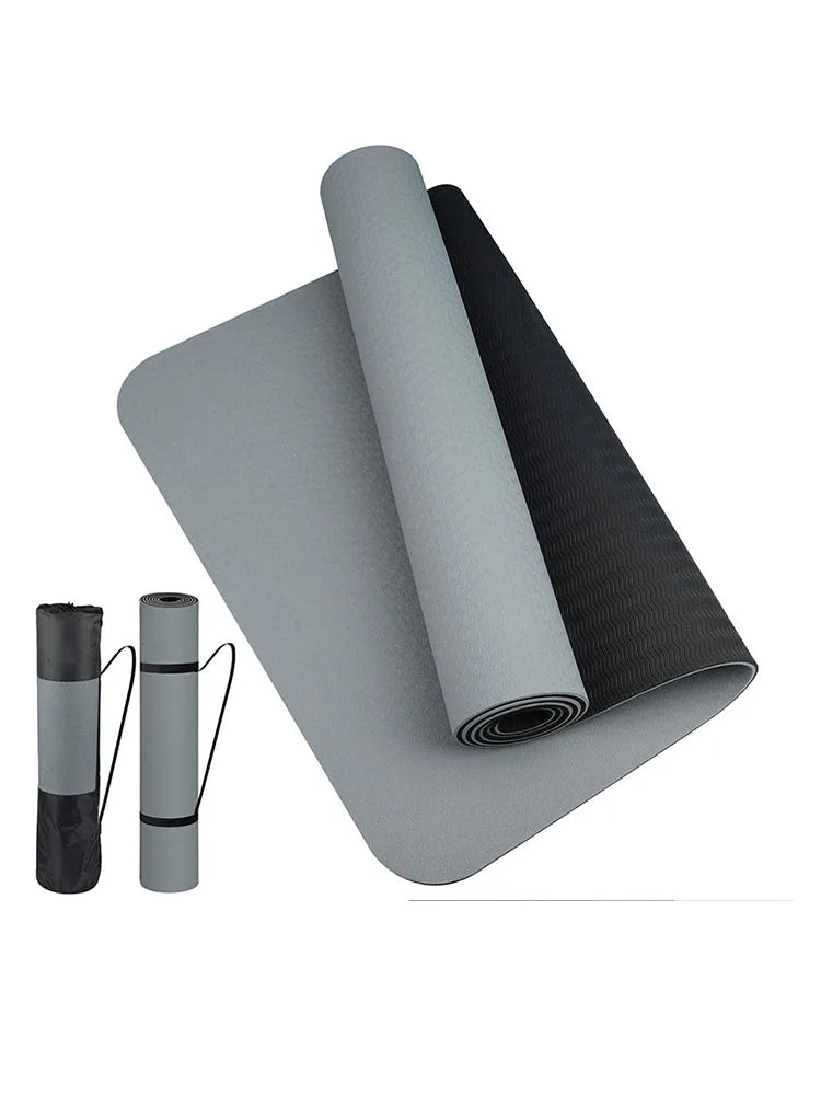 Thick TPE Yoga Mat – Non-Slip Two-Color Fitness Mat 180×57cm for Home Workouts, Pilates, Stretching & Meditation