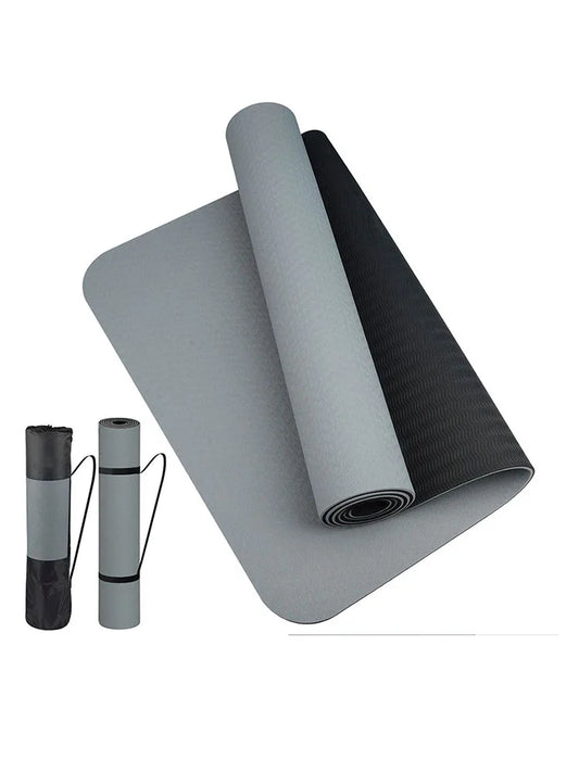 Thick TPE Yoga Mat – Non-Slip Two-Color Fitness Mat 180×57cm for Home Workouts, Pilates, Stretching & Meditation