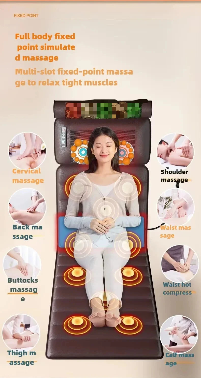 Electric Full Body Massage Mattress with Heat, Airbags, Kneading & Vibration for Full Relaxation