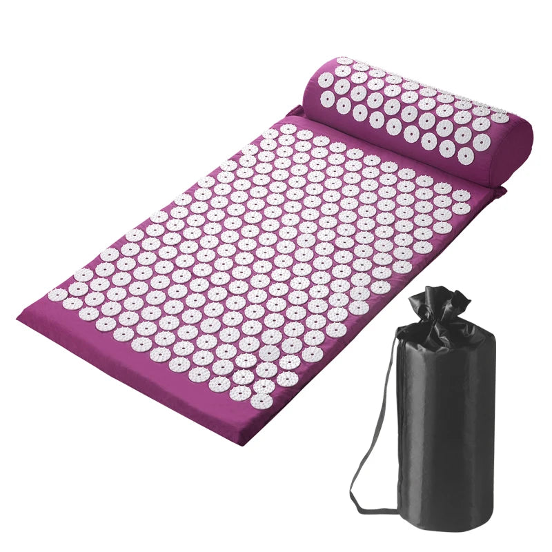 Yoga Massage Pad with Large Acupressure Points – Purple Pillow for Back, Neck & Foot Relief at Home