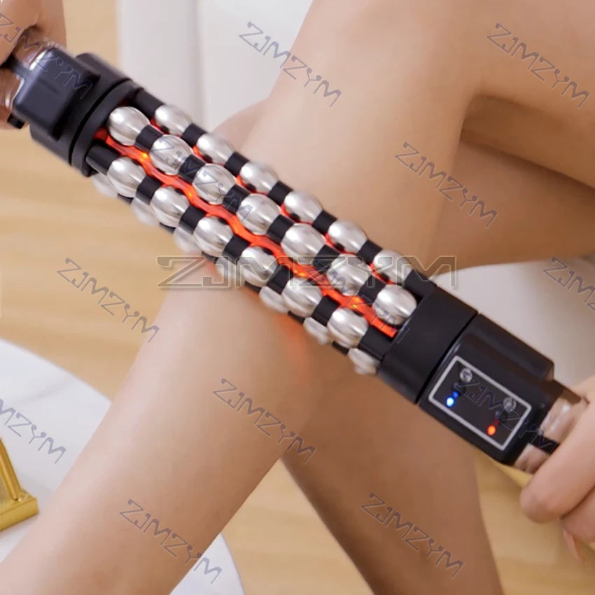 Red Light Heated Massage Roller | 360° Rotating Inner Ball Massager for Cellulite & Muscle Relief
