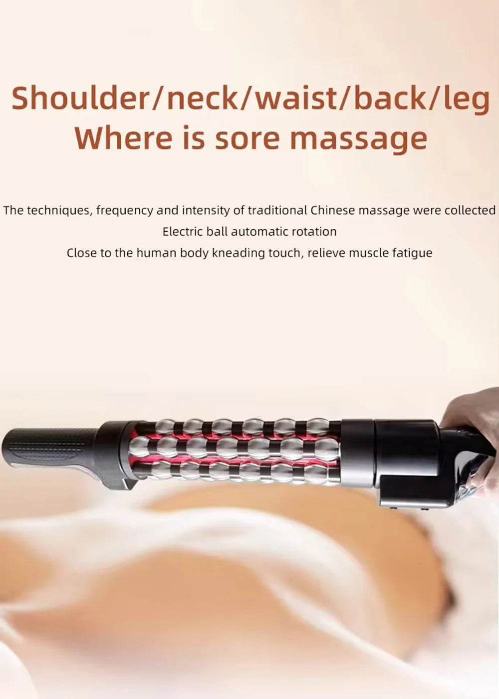 Heated Massage Roller with Red Light – Electric Rotating Massager for Weight Loss, Muscle Relief & Anti-Cellulite