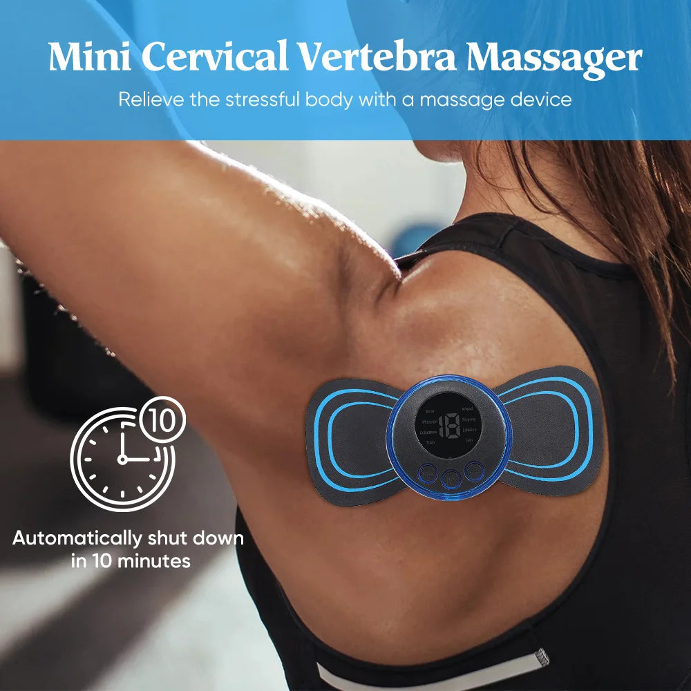 Electric EMS Neck Massager – Low Frequency Stimulator for Muscle Pain Relief, Back, Cervical, Calf, and Joint Therapy