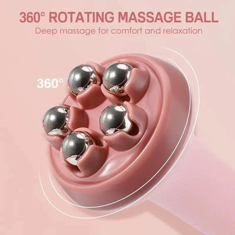 360° Steel Ball Handheld Massage Roller | Full-Body Muscle Relaxation Tool for Thigh, Shoulder & Back