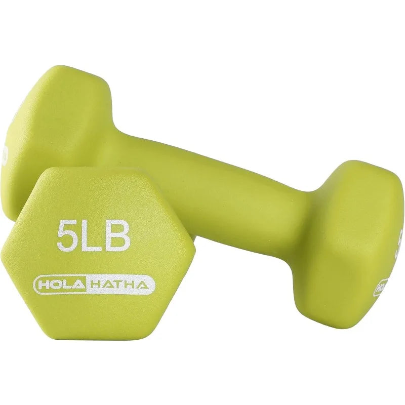 HolaHatha Neoprene Dumbbell Set with Rack – Hand Weights for Home Workout, Toning & Muscle Definition