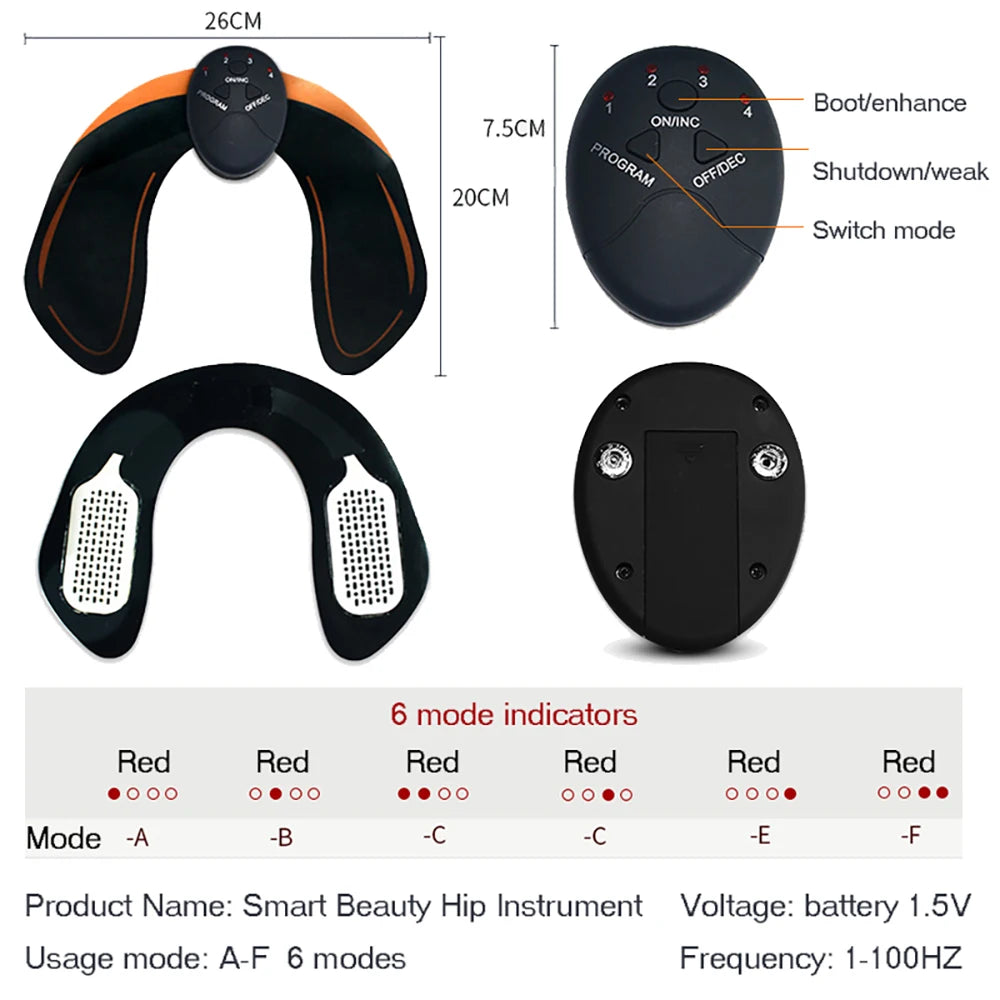 EMS Muscle Stimulator – Abdominal, Hip & Arm Trainer for Fat Burning, Toning & Fitness Massage
