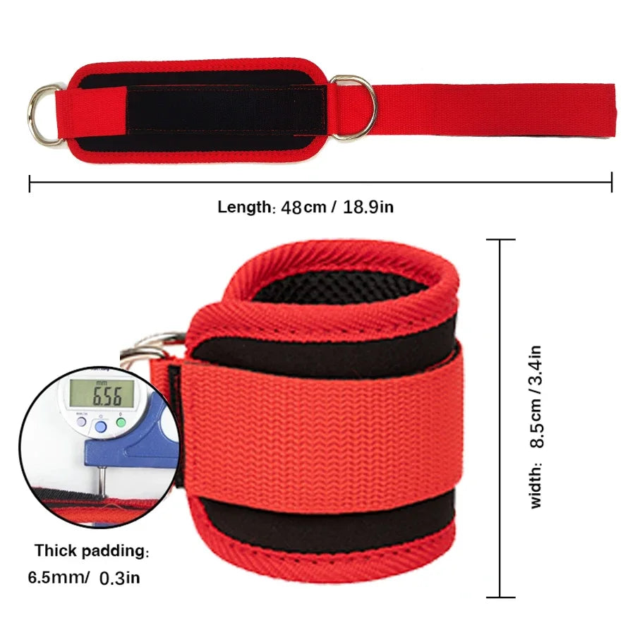 Adjustable Fitness Ankle Straps with D-Ring – Gym Leg Workout Cuffs for Cable Machines, Abductor & Glute Training