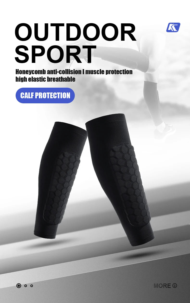 1 PC Shin Guard Leg Sleeve – Honeycomb Shockproof Nylon Soccer Protector Sock for Sports Safety