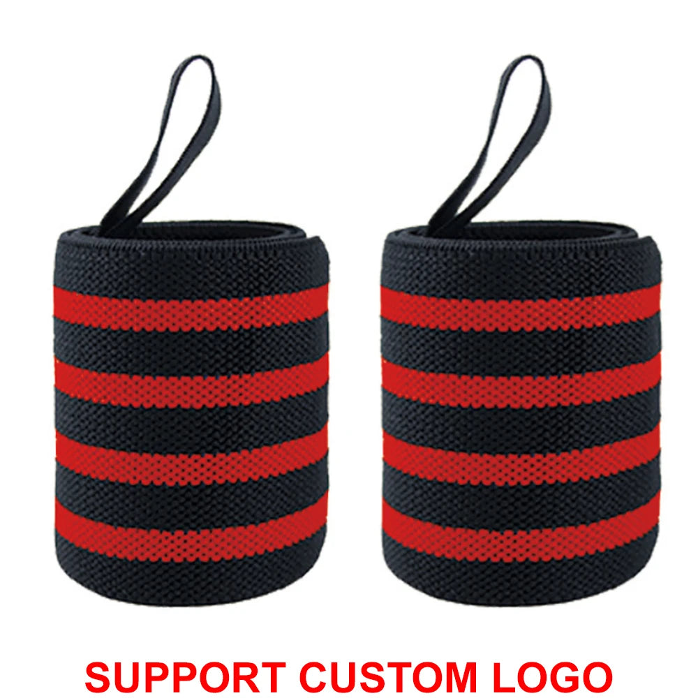 Wrist Support Wraps – 1 Pair Extra Strength Weight Lifting Brace Straps for Gym & Fitness Training with Custom Logo Option