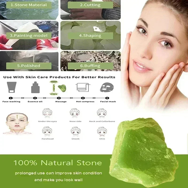 Natural Jade Roller & Gua Sha Set – Face, Neck & Eye Massager Tool for Spa, Lifting & Skin Care Therapy