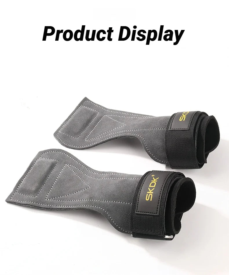 2Pcs Cowhide Leather Gym Grips – Anti-Skid Weightlifting Pads for Deadlifts, Palm Protection & Power Training