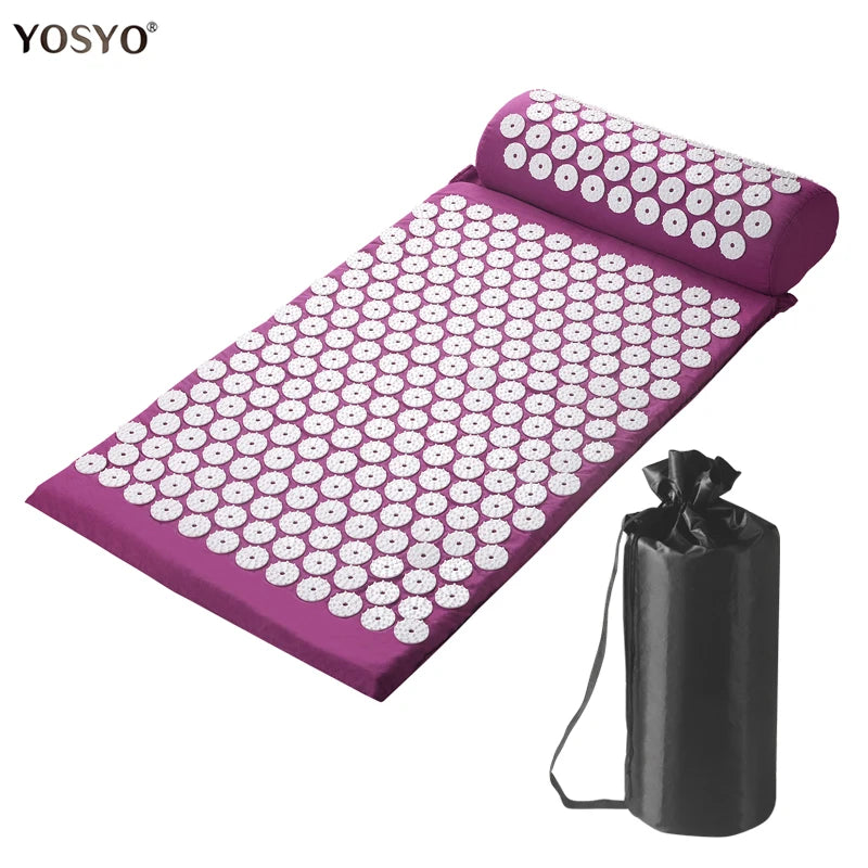 Yoga Massage Pad with Large Acupressure Points – Purple Pillow for Back, Neck & Foot Relief at Home