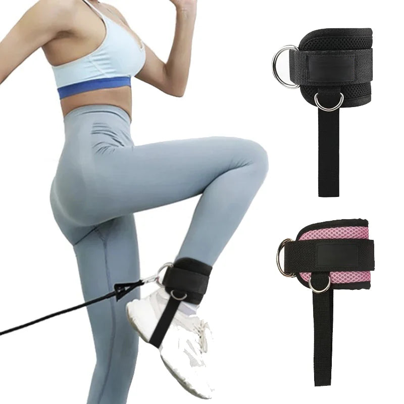Padded Ankle Strap for Cable Machines – Double D-Ring Cuff for Gym Leg Workouts, Glute Kickbacks, Extensions