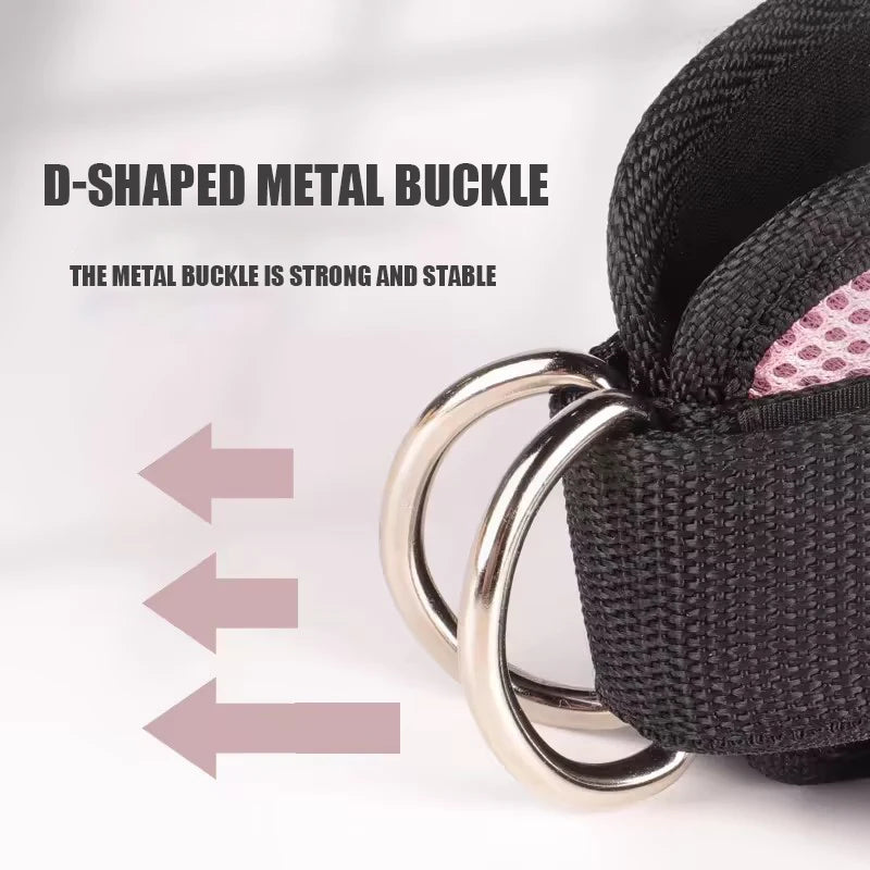 Padded Ankle Strap for Cable Machines – Double D-Ring Cuff for Gym Leg Workouts, Glute Kickbacks, Extensions