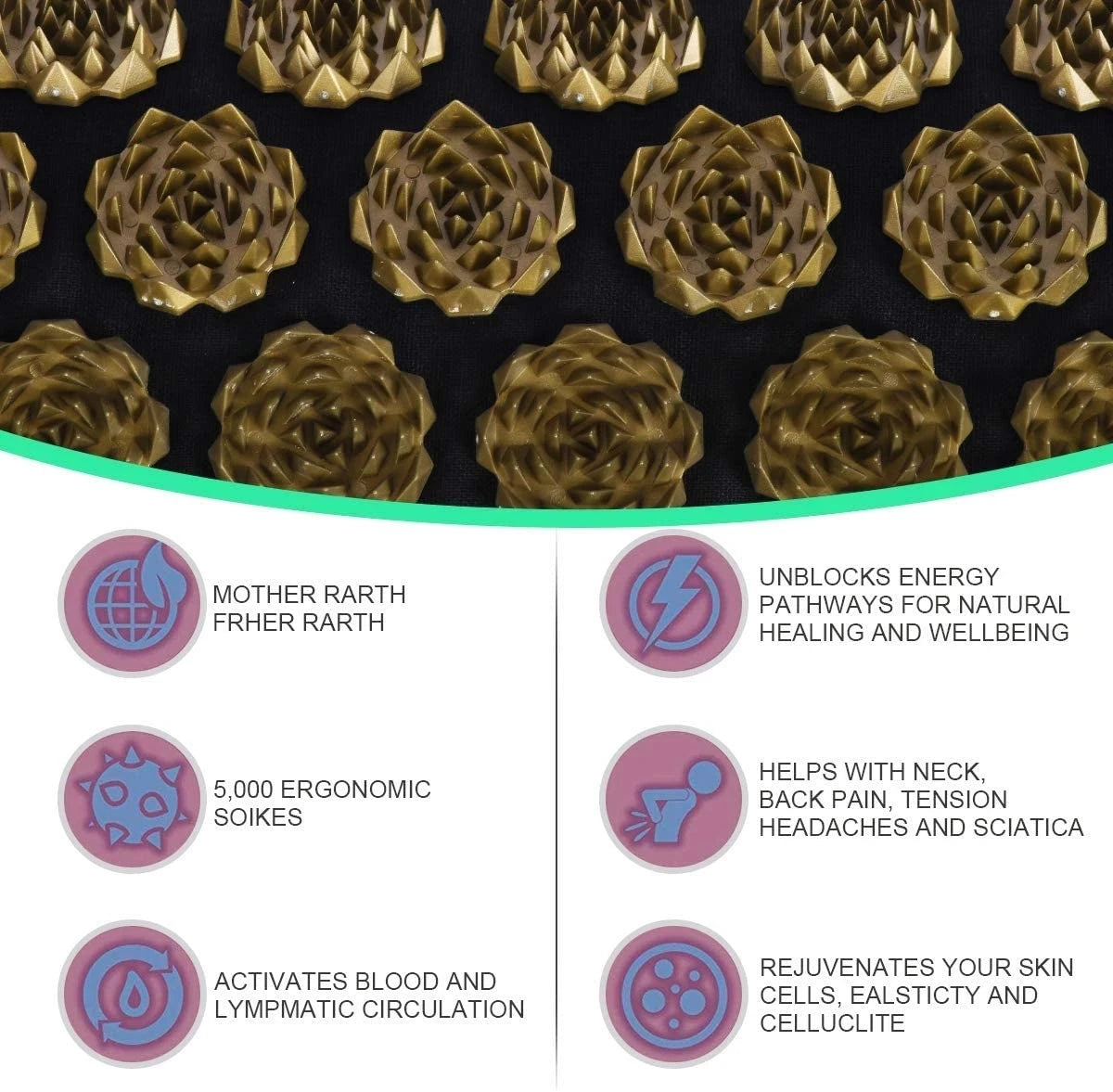 Acupressure Yoga Mat & Pillow Set – Kuznetsov Applicator Spiked Cushion for Back, Foot & Full Body Massage Relief