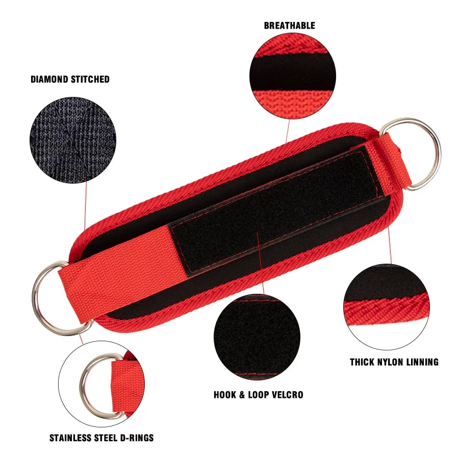 Adjustable Fitness Ankle Straps with D-Ring – Gym Leg Workout Cuffs for Cable Machines, Abductor & Glute Training