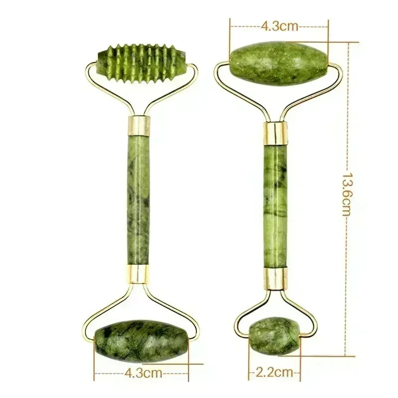 Natural Jade Roller & Gua Sha Set – Face, Neck & Eye Massager Tool for Spa, Lifting & Skin Care Therapy