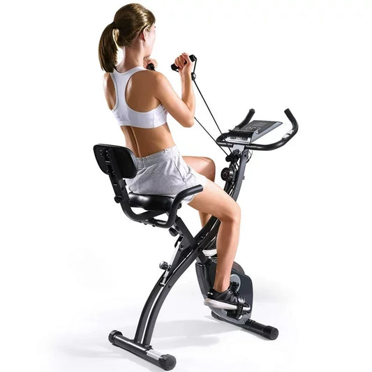 Folding Magnetic Upright Exercise Bike – Stationary Indoor Cycling Bike with Pulse Sensor & LCD Monitor