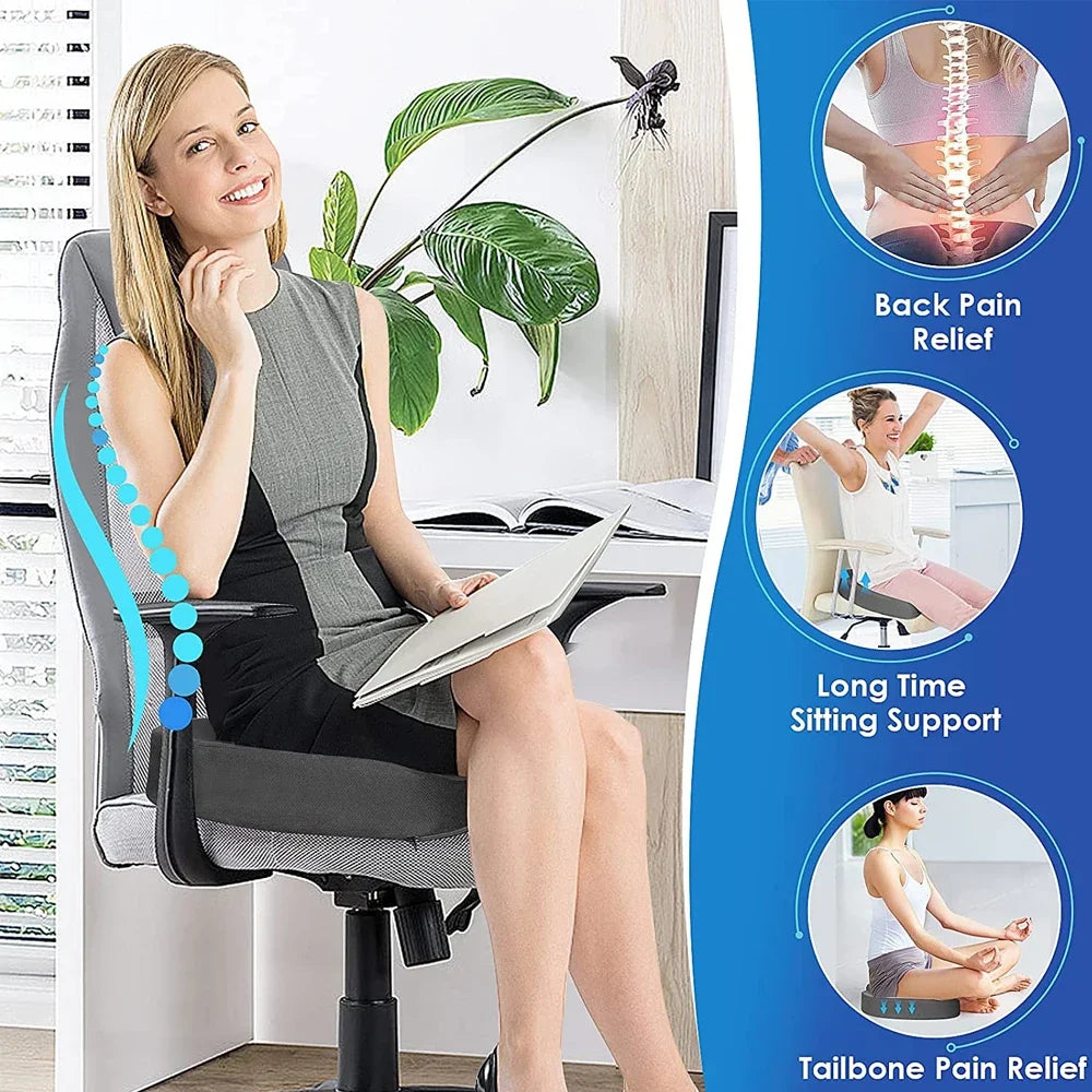 Coccyx Memory Foam Seat Cushion – Orthopedic U-Shaped Pillow for Travel, Office, Car & Hip Support