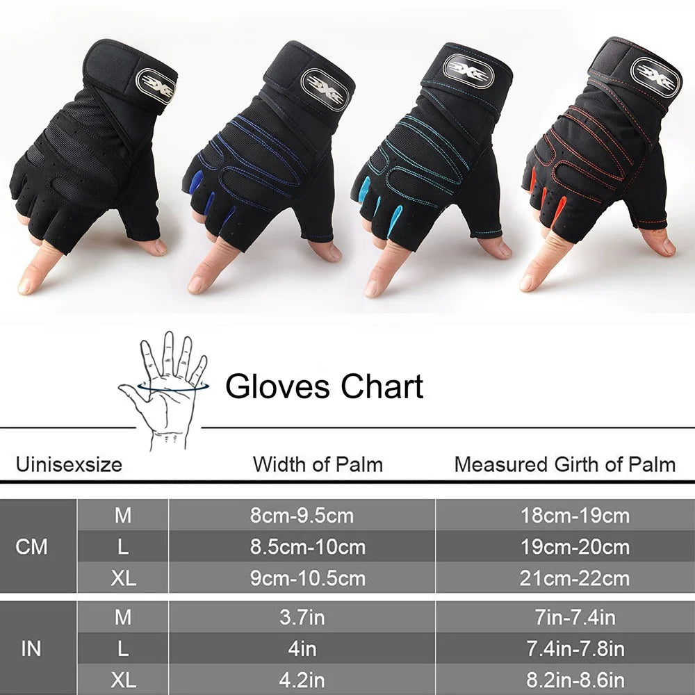 Half Finger Workout Gloves for Men & Women with Wrist Wrap – Gym, Weightlifting, Cycling, Training & Motorcycle Sports