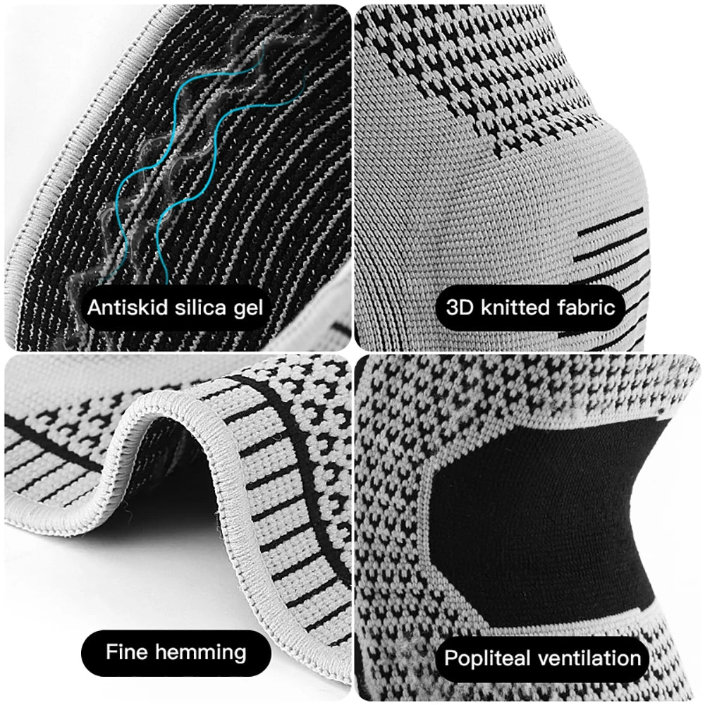 1PC Knee Pad Strap Patella Support – Silicone Compression Brace for Meniscus Injury, Sports, Basketball, Running Protection