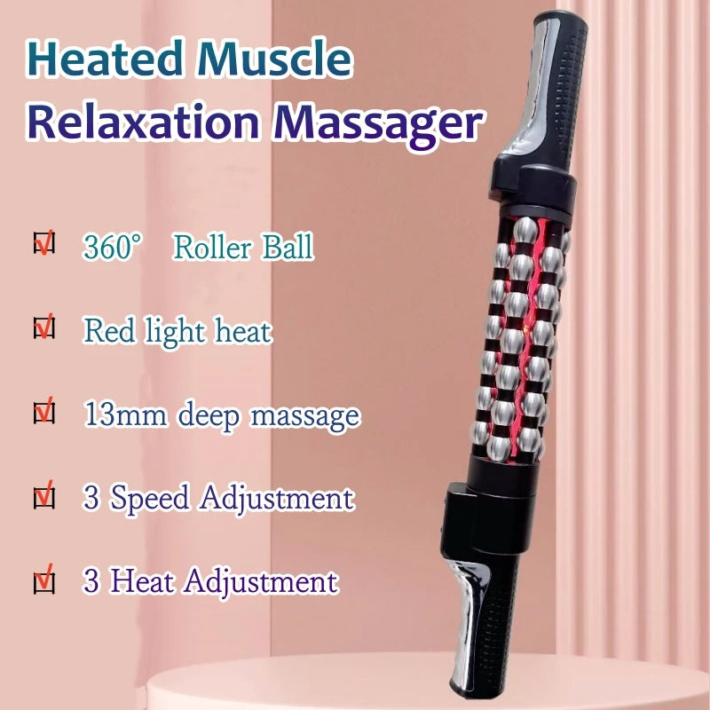 Heated Massage Roller with Red Light – Electric Rotating Massager for Weight Loss, Muscle Relief & Anti-Cellulite