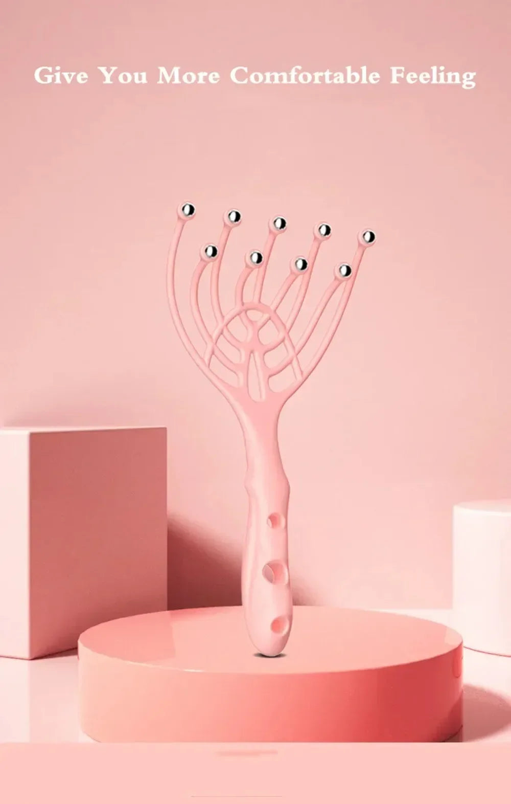 Steel Ball Head Scalp Massager – Handheld 9-Claw Roller Comb for Stress Relief, Relaxation & Hair Care