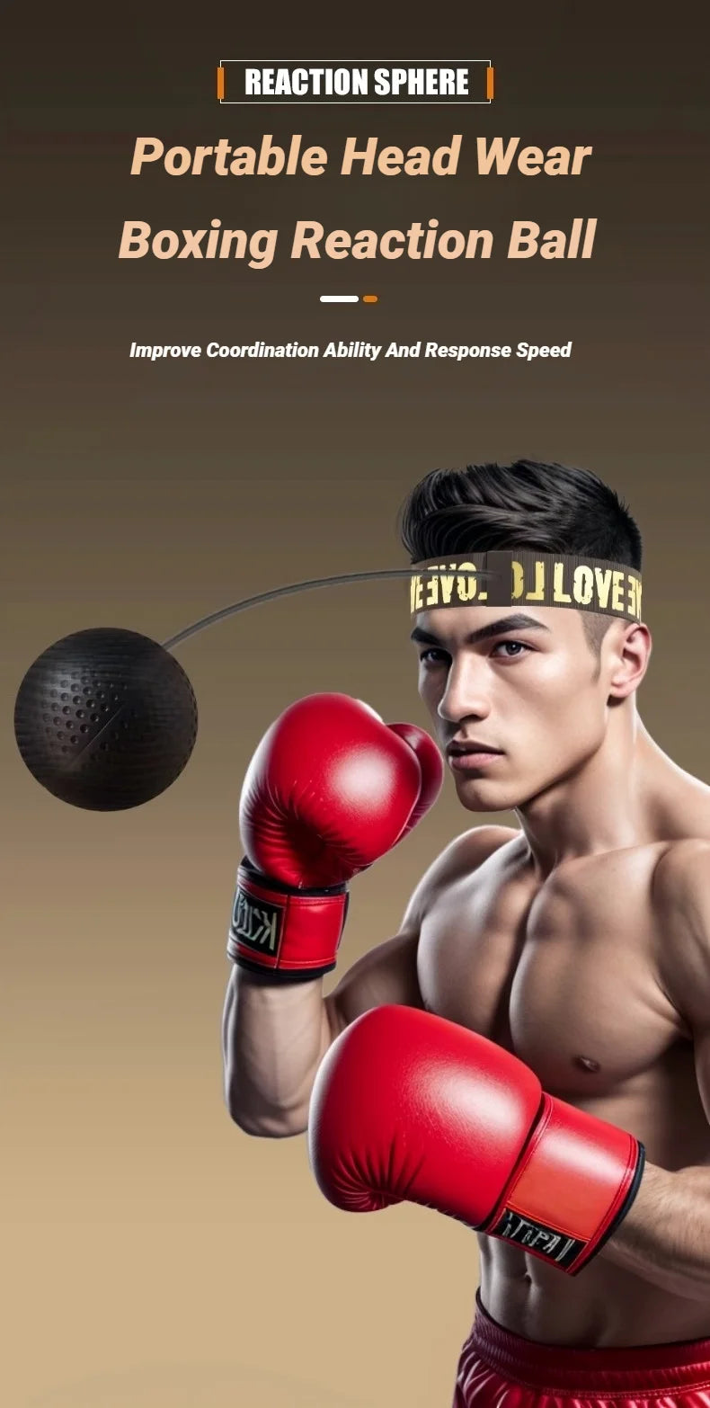MMA Boxing Speed Ball – Head-Mounted PU Reaction Ball for Hand-Eye Coordination, Muay Thai & Fitness Training