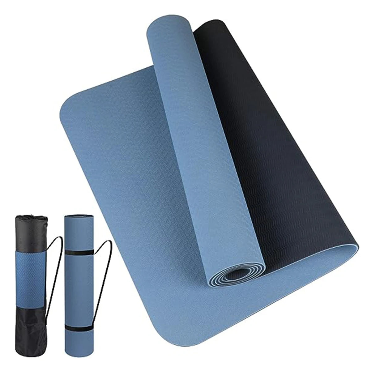 Thick TPE Yoga Mat – Non-Slip Two-Color Fitness Mat 180×57cm for Home Workouts, Pilates, Stretching & Meditation