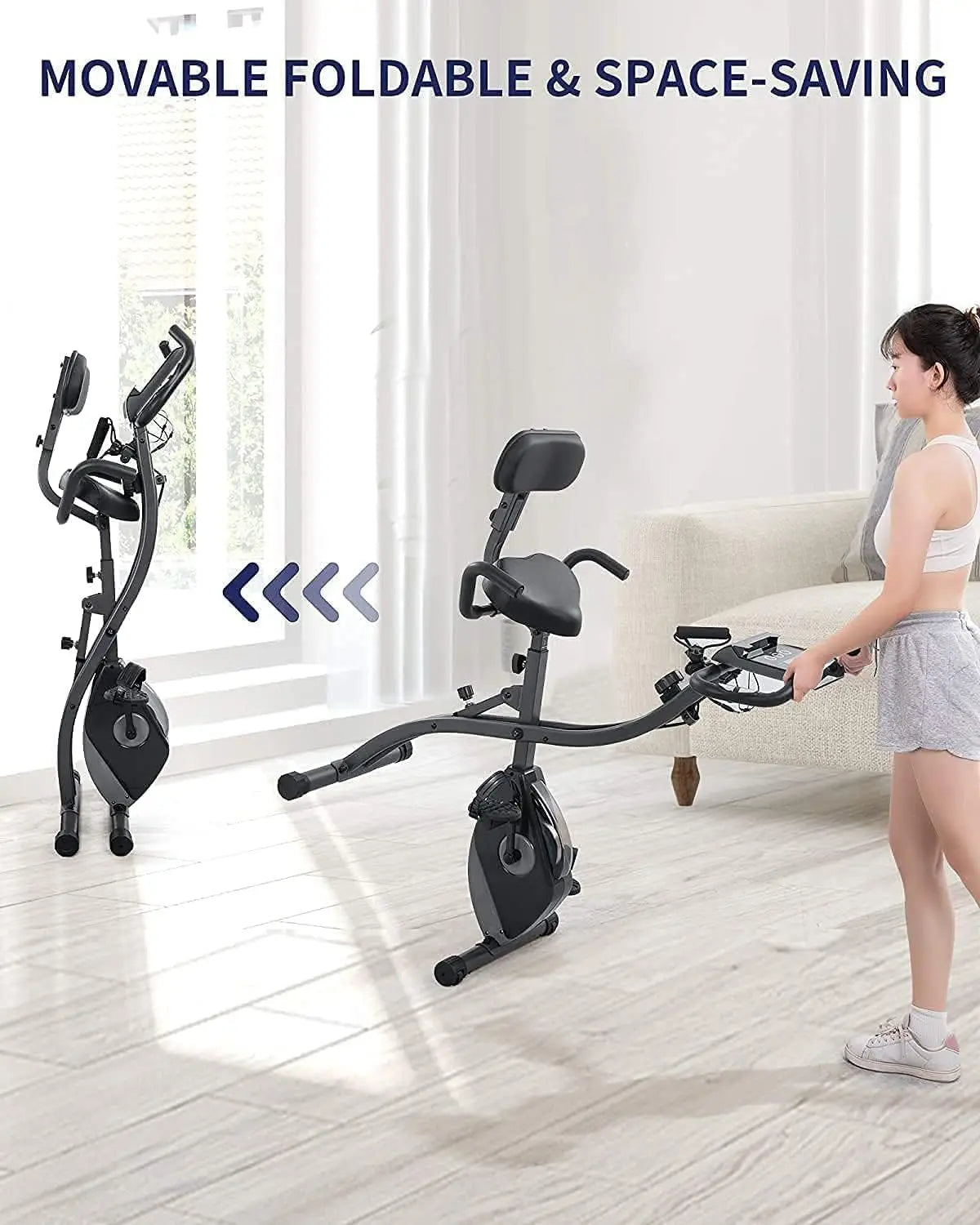 Folding Magnetic Upright Exercise Bike – Stationary Indoor Cycling Bike with Pulse Sensor & LCD Monitor