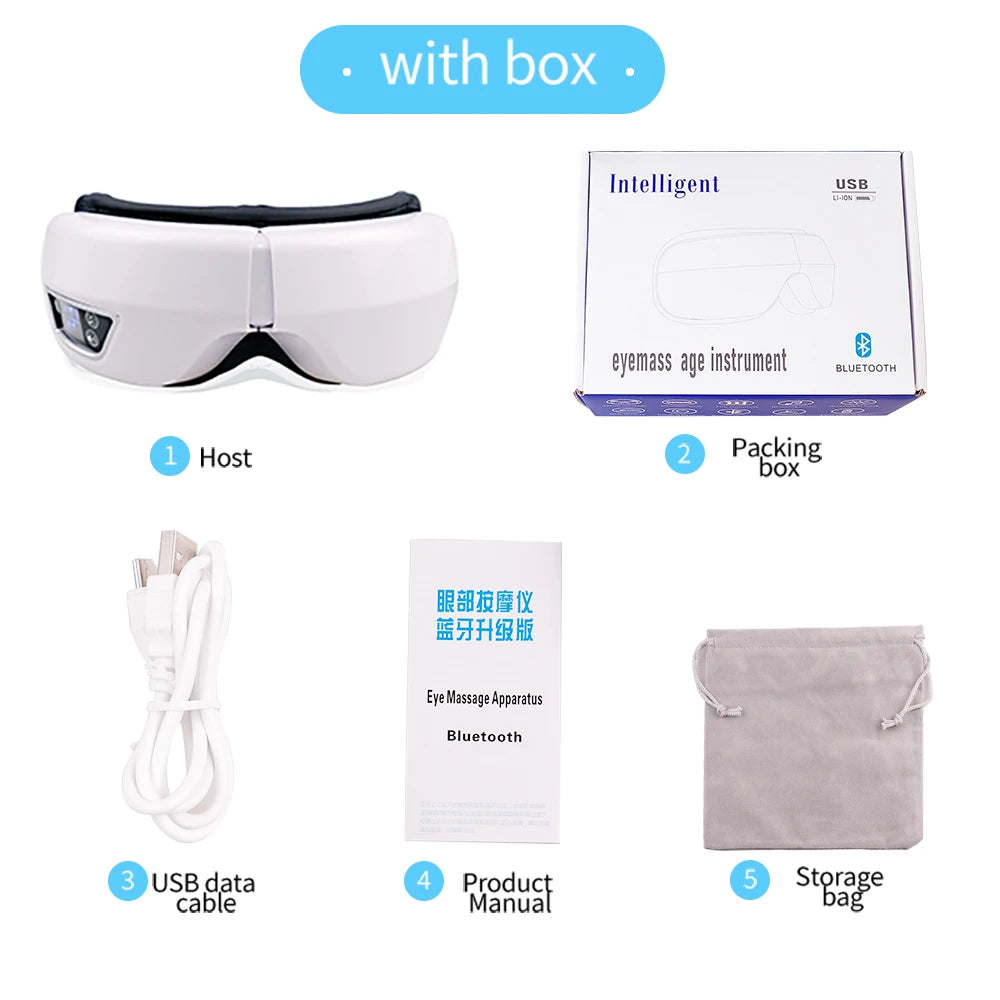 6D Smart Eye Massager – Vibration, Airbag Compression & Bluetooth Music for Fatigue Relief & Eye Relaxation