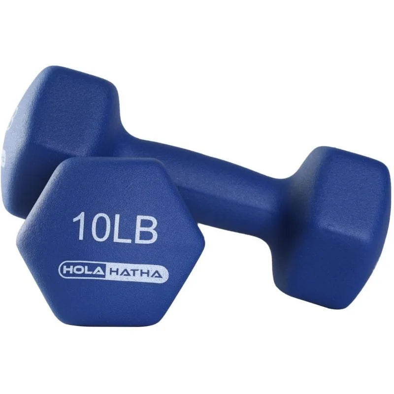 HolaHatha Neoprene Dumbbell Set with Rack – Hand Weights for Home Workout, Toning & Muscle Definition