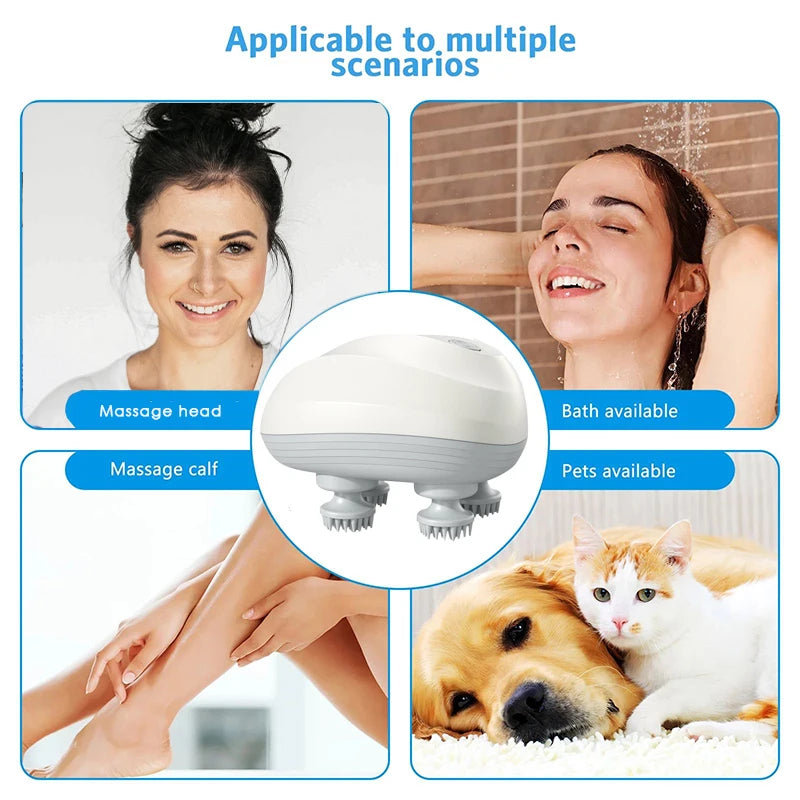 Electric Deep Scalp Massager – Portable, Washable Head Cleaning Tool for Humans & Pets