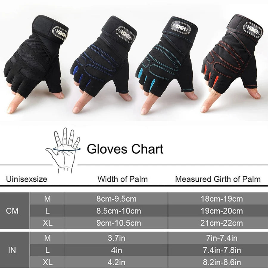 Half Finger Workout Gloves for Men & Women with Wrist Wrap – Gym, Weightlifting, Cycling, Training & Motorcycle Sports
